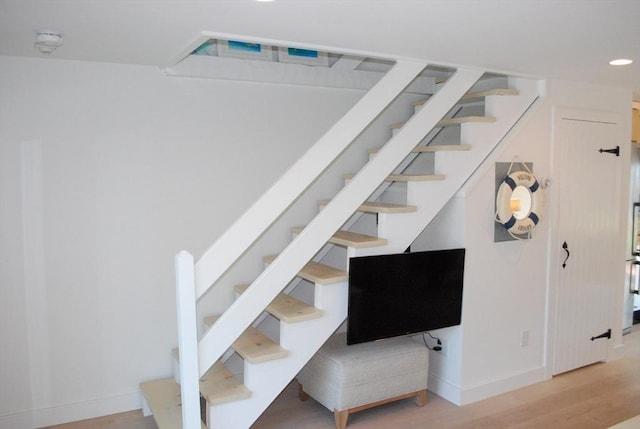 5 Hydrangea Ln Unit 5, Mashpee, MA 02649 - stairway with wood finished floors and recessed lighting