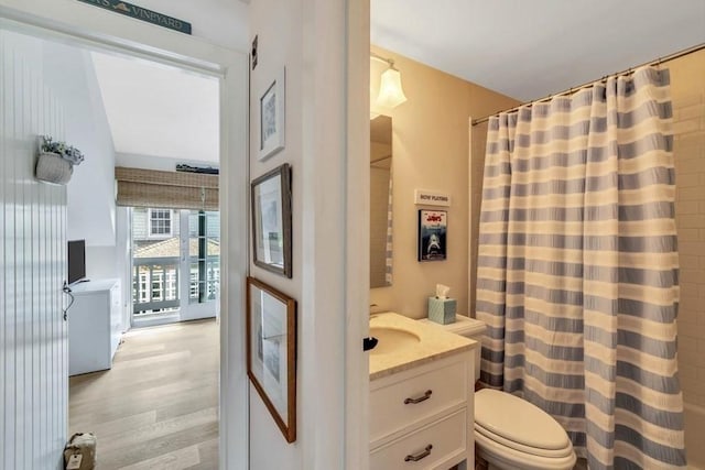 5 Hydrangea Ln Unit 5, Mashpee, MA 02649 - full bath featuring vanity, wood finished floors, and curtained shower