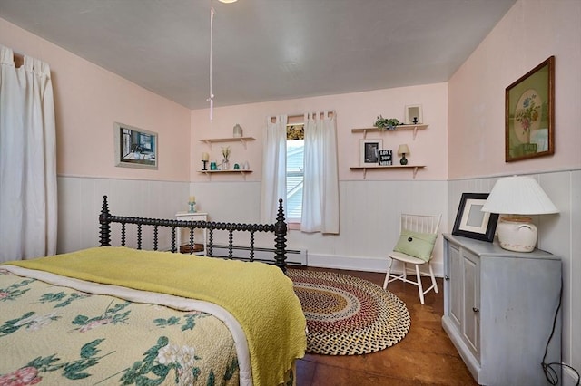 154 N Maple St, Northampton, MA 01062 - bedroom featuring a baseboard heating unit and wainscoting