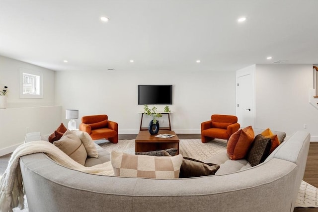 living room with light wood-type flooring