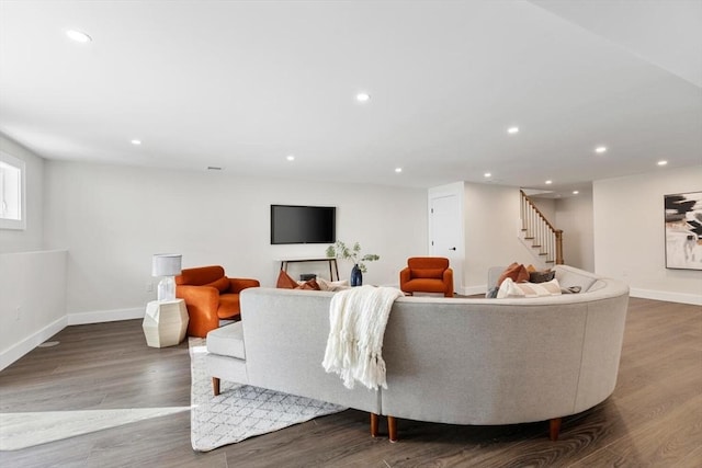 living room featuring wood-type flooring