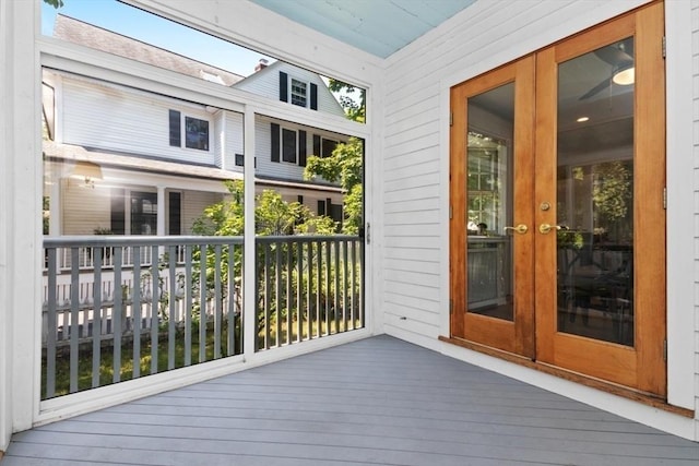 781 Highland Ave, Needham, MA 02494 - unfurnished sunroom with french doors and a skylight