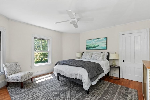 781 Highland Ave, Needham, MA 02494 - bedroom featuring wood finished floors, ornamental molding, and ceiling fan