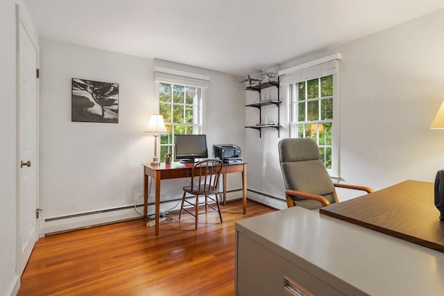 15 Thoreau Rd, Acton, MA 01720 - home office featuring wood finished floors and a baseboard heating unit