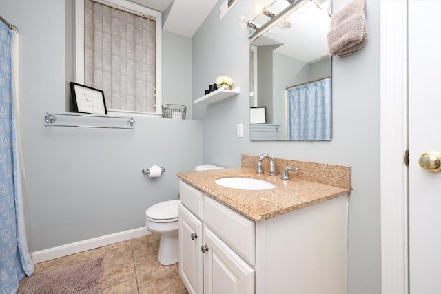 bathroom with tile patterned floors, toilet, and vanity