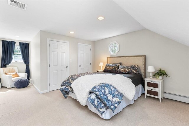 38 Thoreau Cir, Beverly, MA 01915 - bedroom with light carpet, recessed lighting, baseboards, and vaulted ceiling