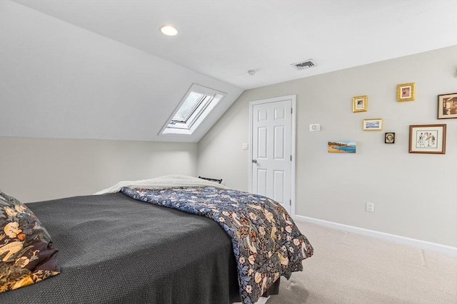38 Thoreau Cir, Beverly, MA 01915 - bedroom featuring carpet flooring, a skylight, lofted ceiling, baseboards, and recessed lighting