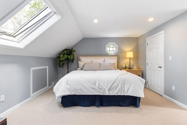 38 Thoreau Cir, Beverly, MA 01915 - bedroom featuring light colored carpet, lofted ceiling, baseboard heating, baseboards, and recessed lighting
