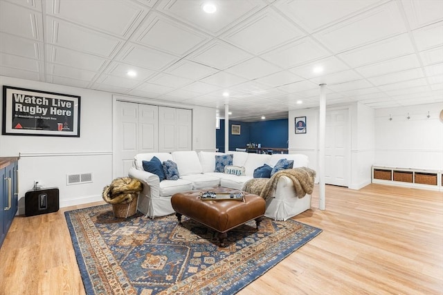 38 Thoreau Cir, Beverly, MA 01915 - living area featuring recessed lighting, light wood-style floors, and baseboards