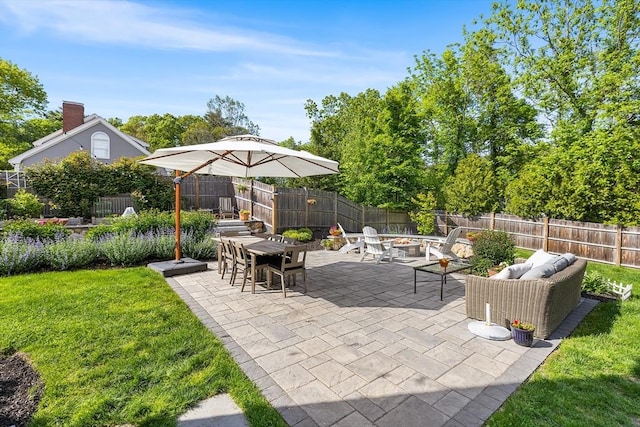 38 Thoreau Cir, Beverly, MA 01915 - view of patio with an outdoor living space with a fire pit