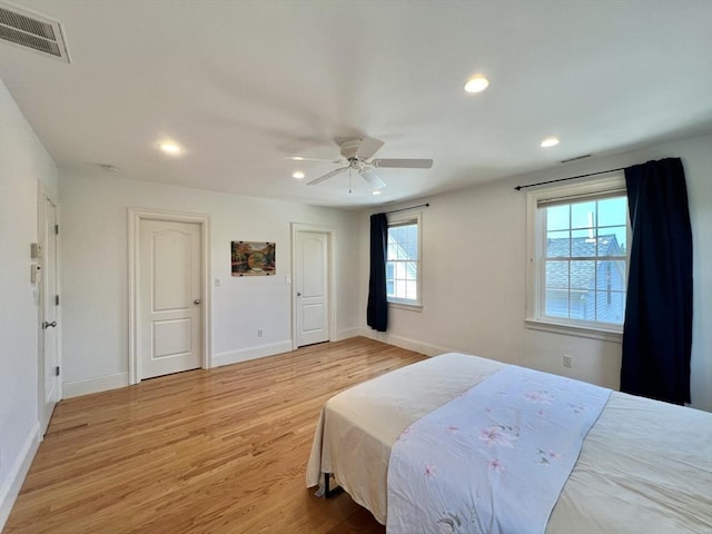141 Pearl St Unit 141, Newton, MA 02458 - bedroom with wood finished floors, recessed lighting, and a ceiling fan