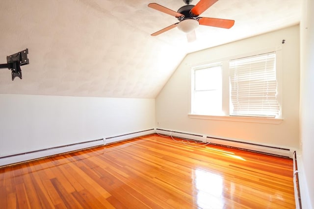 2A Hazel St Unit 3, Salem, MA 01970 - bonus room with hardwood / wood-style floors, lofted ceiling, a ceiling fan, and a baseboard heating unit