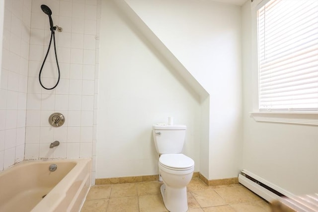 2A Hazel St Unit 3, Salem, MA 01970 - full bath featuring a baseboard radiator, toilet, baseboards, and healthy amount of natural light