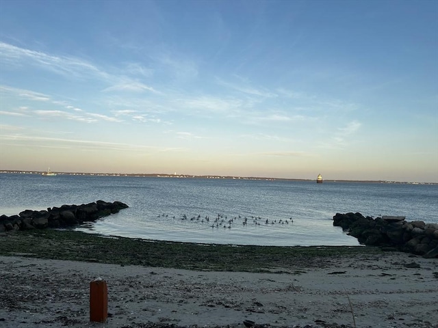 property view of water featuring a view of the beach