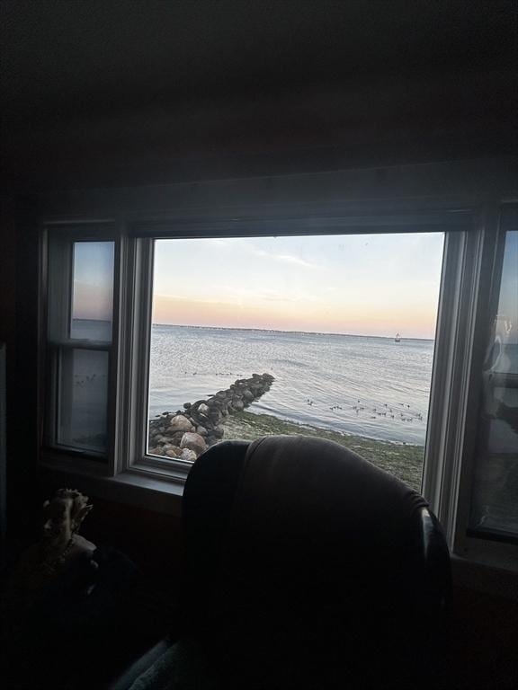 view of water feature featuring a beach view