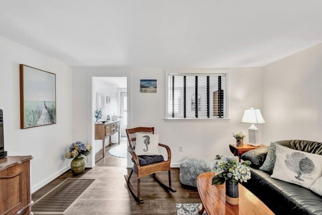 living room featuring dark hardwood / wood-style flooring