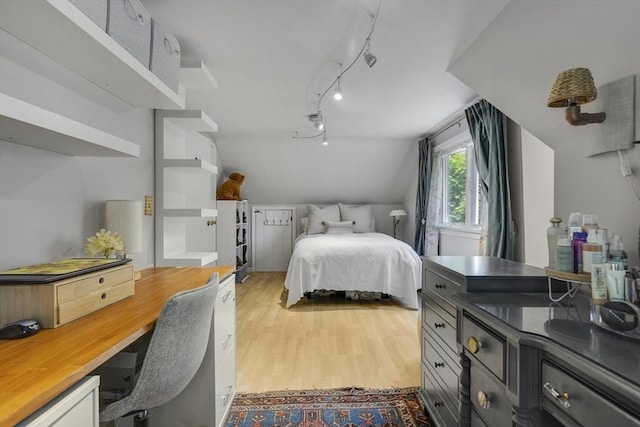 1230 Rte 149, Barnstable, MA 02648 - bedroom featuring an office area, wood finished floors, and lofted ceiling