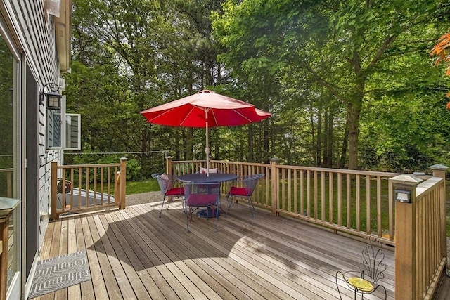 1230 Rte 149, Barnstable, MA 02648 - deck featuring outdoor dining space and view of scattered trees