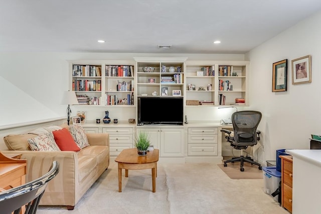 interior space with built in desk