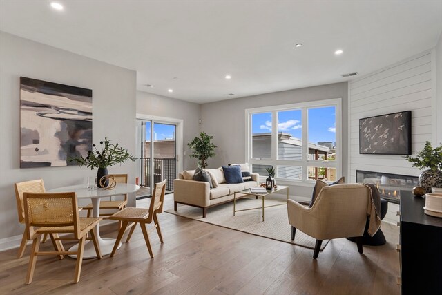 living room featuring wood-type flooring