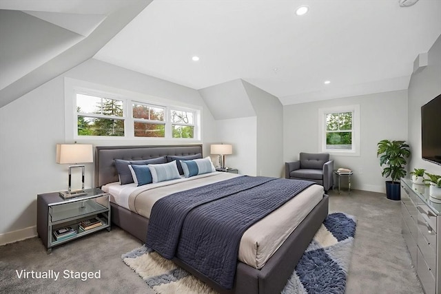 1514 Gorham St Unit 4, Lowell, MA 01852 - bedroom featuring carpet, recessed lighting, baseboards, and lofted ceiling