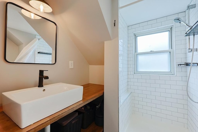 18 Carolina St, Medford, MA 02155 - bathroom with a tile shower and vanity