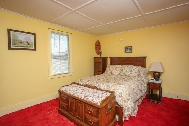 310 S River Rd, Charlemont, MA 01339 - bedroom with dark colored carpet, ornamental molding, and baseboards