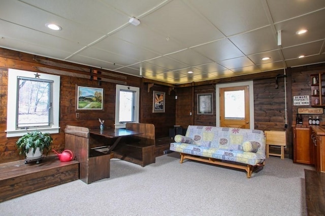 310 S River Rd, Charlemont, MA 01339 - interior space featuring wood walls, a wealth of natural light, and recessed lighting