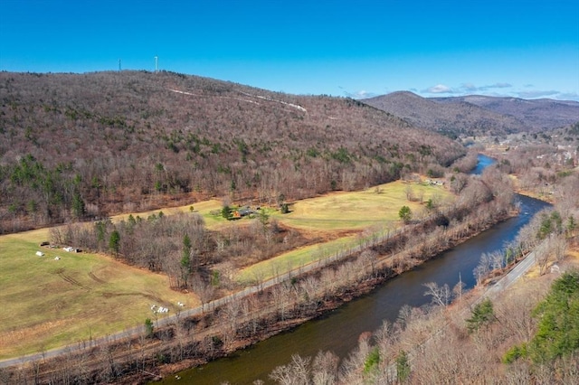 310 S River Rd, Charlemont, MA 01339 - drone / aerial view with a mountain view