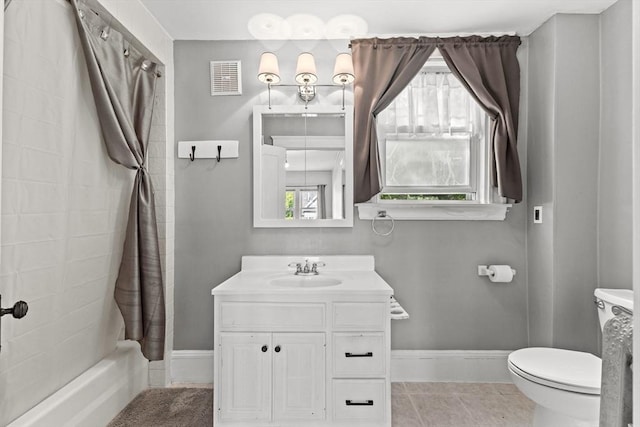 51 Gifford St, Brockton, MA 02301 - full bath featuring vanity, toilet, shower / bath combination with curtain, tile patterned floors, and baseboards
