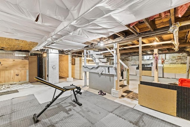 51 Gifford St, Brockton, MA 02301 - unfinished basement featuring washer and clothes dryer