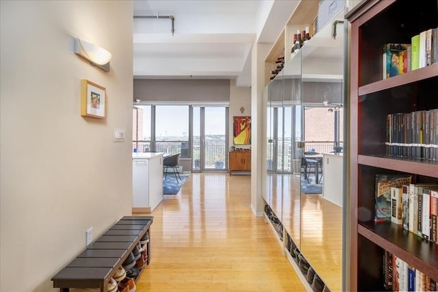 156 Porter St Unit 434, Boston, MA 02128 - hall with light wood-style flooring and track lighting