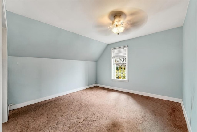 50 Walnut St, Lynn, MA 01905 - bonus room featuring lofted ceiling, carpet floors, baseboards, and ceiling fan