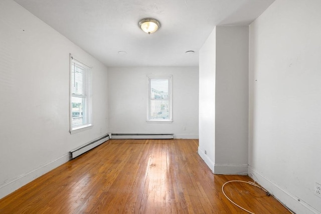36 Brookford St, Boston, MA 02125 - spare room featuring baseboard heating, hardwood / wood-style flooring, and baseboards