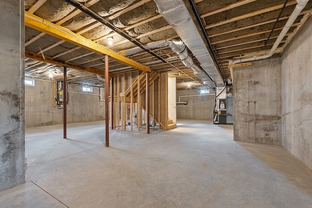 basement with heating unit