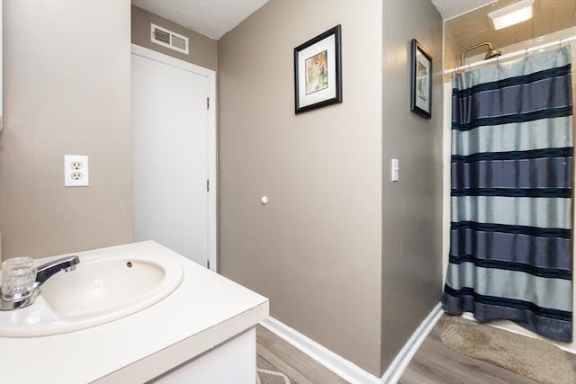 24 Coventry Rd Unit 24, Grafton, MA 01519 - bathroom with wood finished floors, vanity, and a shower with shower curtain