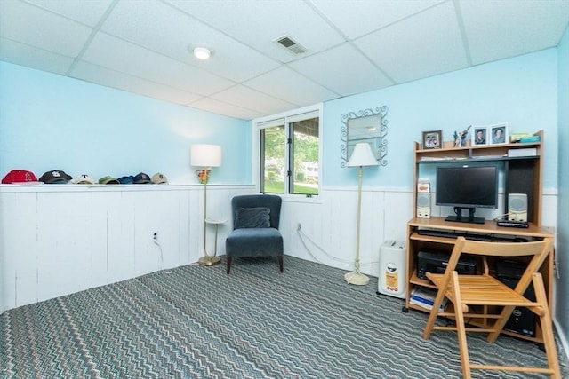 24 Coventry Rd Unit 24, Grafton, MA 01519 - carpeted office with a drop ceiling and a wainscoted wall