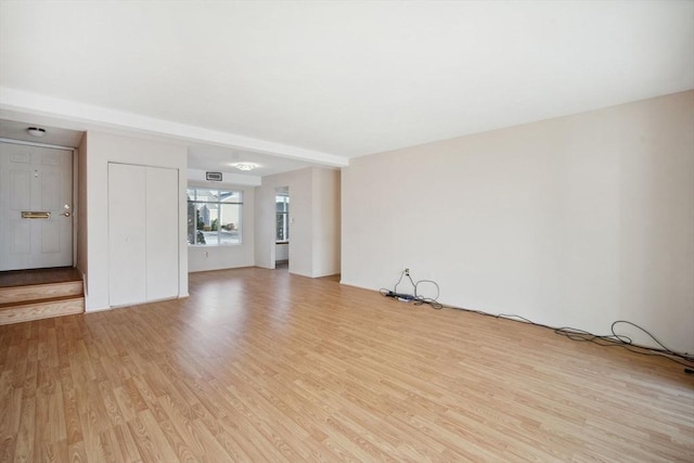 unfurnished living room featuring light hardwood / wood-style flooring