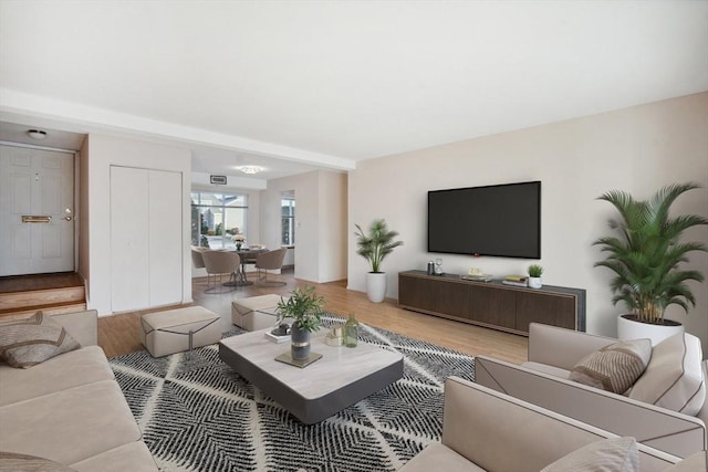 living room with wood-type flooring