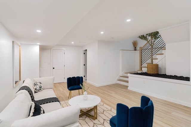 living room featuring light hardwood / wood-style flooring