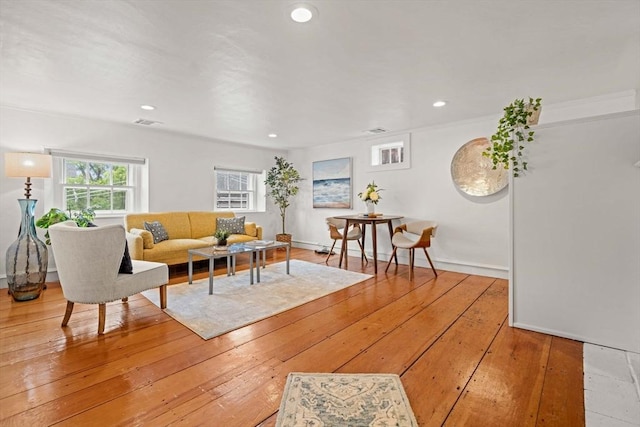218 Washington St Unit 5, Marblehead, MA 01945 - living area with wood-type flooring, recessed lighting, and baseboards