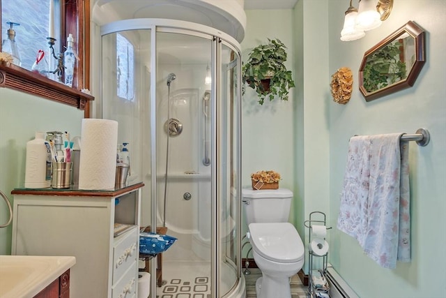 73 Lawrence St, Salem, MA 01970 - full bath with a shower stall, toilet, and vanity
