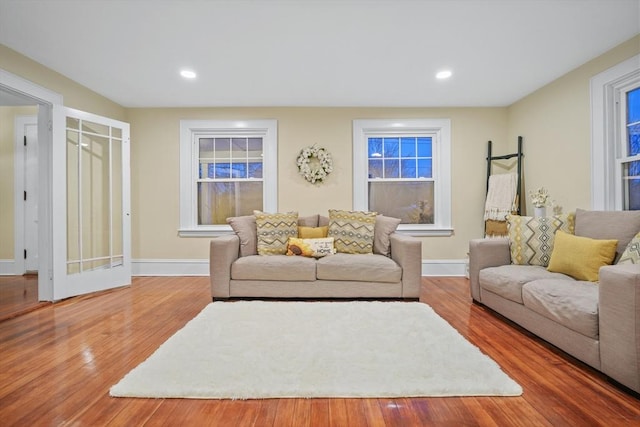 living room with hardwood / wood-style floors