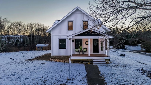 modern farmhouse featuring a porch