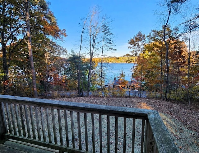 deck with a water view