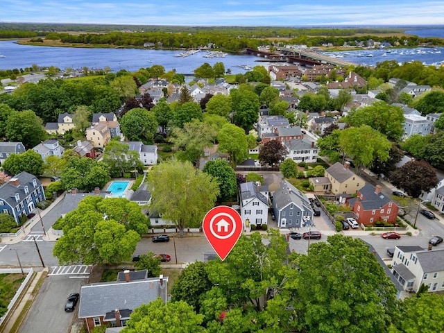 11 Congress St, Newburyport, MA 01950 - aerial view of residential area with a large body of water and a notable bridge