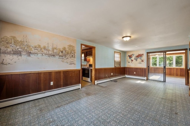 34 Buena Vista Ave, Salem, MA 01970 - spare room with a wainscoted wall, a baseboard radiator, and wooden walls
