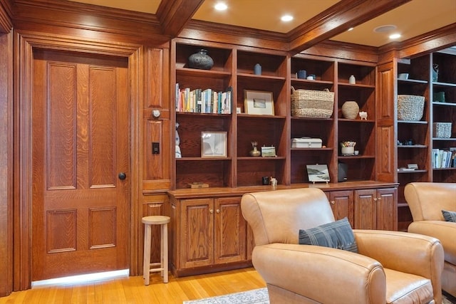 23 Centre Ave, Belmont, MA 02478 - sitting room with light wood-type flooring and crown molding