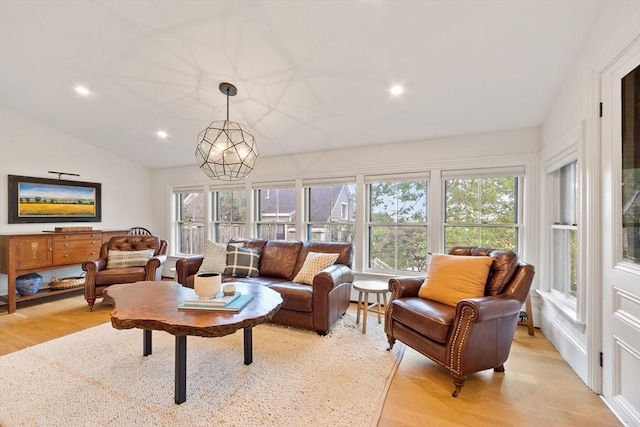 23 Centre Ave, Belmont, MA 02478 - living area featuring light wood finished floors, lofted ceiling, and recessed lighting
