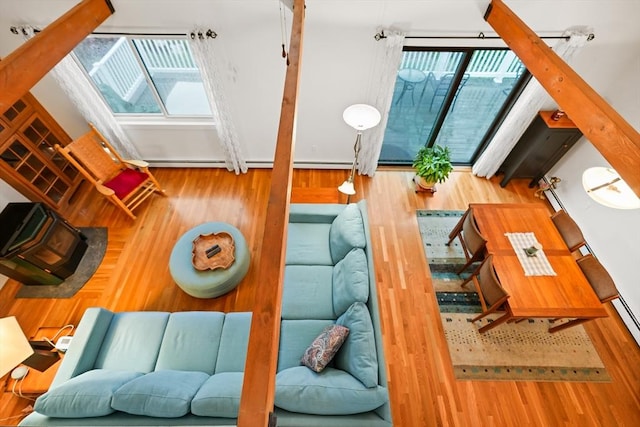 living room with wood finished floors